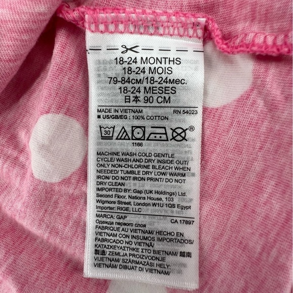 Gap Baby Pink White Polka Dot Short Sleeve Top Size 18-24 Months - Picture 5 of 5